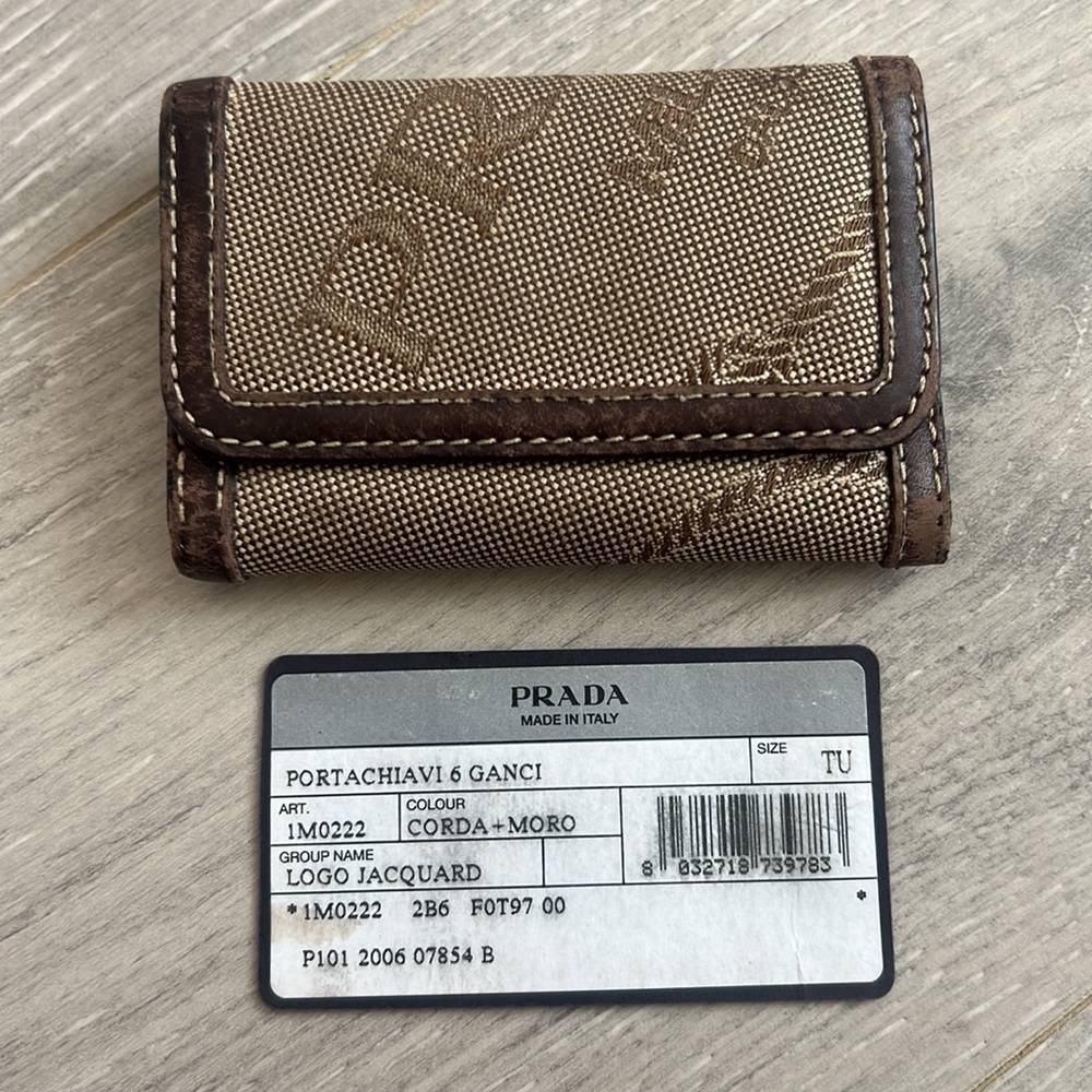 Prada Logo Jacquard Key Case